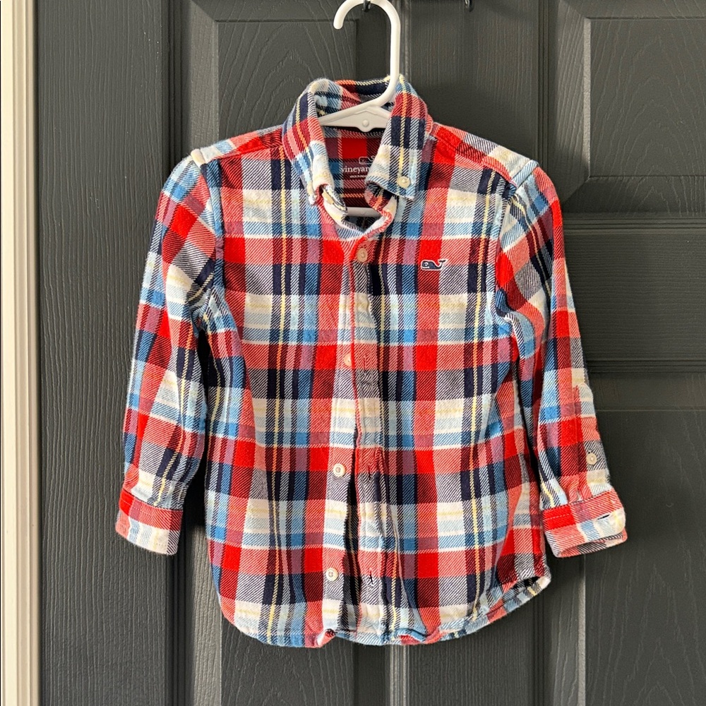 Vineyard Vines Kids Plaid Shirt - Red, Blue, White